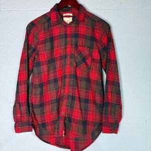 AE Red Plaid Flannel Button Up Shirt